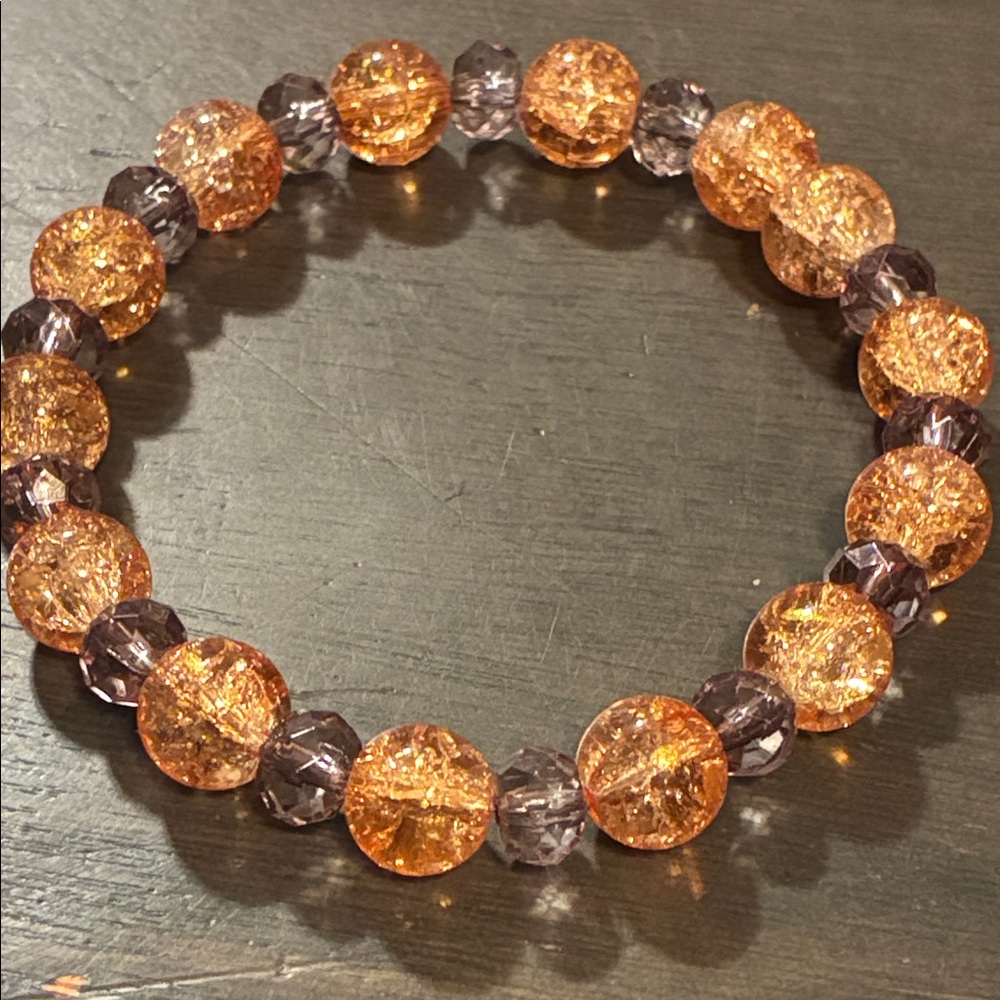 Elegant Gold and Purple Beaded Bracelet